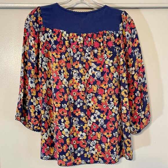 Anthropologie Porridge Billion Petals Silk Floral Boho Pullover V Neck Blouse S - Picture 5 of 7